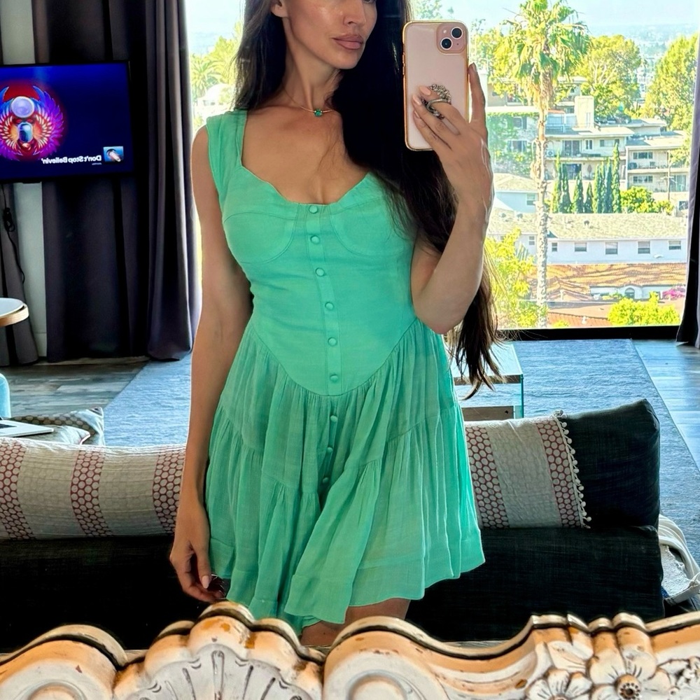 Vanessa Mooney teal green Elisabeth romper